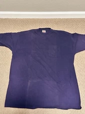 Vintage BVD Blank Pocket T Shirt Blue Size XXL