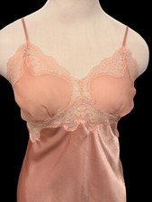 Victoria's Secret Gold Label Lingerie Pink Satin Chemise Lace Slip Sz M