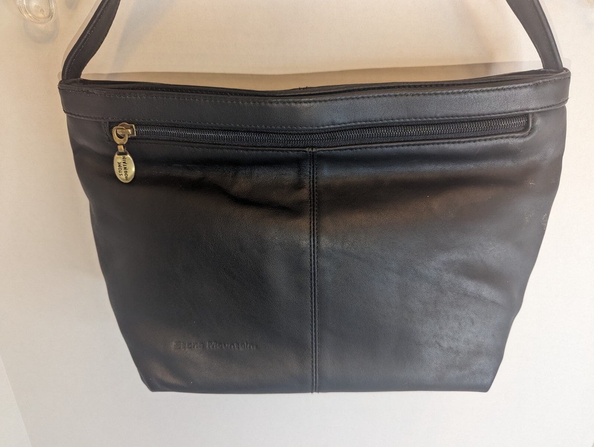 Stone Mountain Black Genuine Leather Crossbody Shoulder Bag Purse