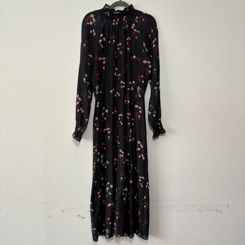 Maxi Vestido Anthropologie Caballero Valintine Mezcla Seda Pequeño Ditsy Floral Años 70 Boho Foto 2 de 4