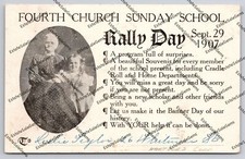 Antique Postcard 1907 Fourth Church Sunday School Rally Day Hartford Connecticut