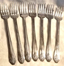 7 IMPERIAL 1939 Silver Plate Silverplate VTG Grille Forks Wm Rogers Sectional