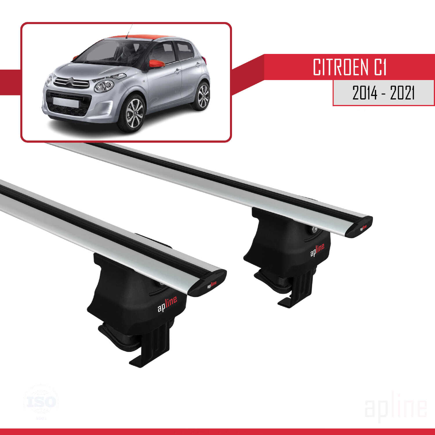 Barres de toit pour Citroen C1 2014-2021 Modèle ACE-4 Noir Railing