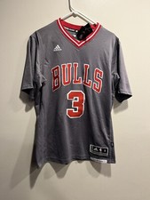 NBA JERSEY CHICAGO BULLS WADE 3 ADIDAS SWINGMAN LONG SLEEVE AWAY Gray Sz M