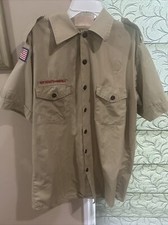 Boy Scout BSA UNIFORM SHIRT Mens Medium Short Sleeve Tan H23
