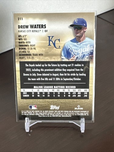 2023 Topps Stadium Club Drew Waters #211 Red Foil RC Rookie Kansas City Royals - Picture 2 of 2