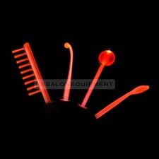4 Piece High Frequency Electrode For Anti Aging Orange Neon Light Gas Glass Wand