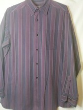 Claiborne Men's Dress Shirt Striped Long Sleeve 100 Cotton Sz XL T