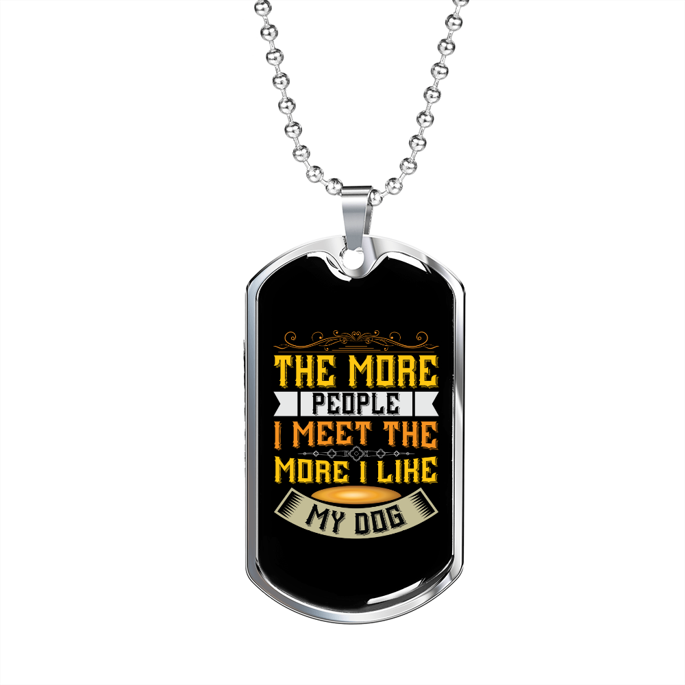 The More People Yellow Necklace Stainless Steel or 18k Gold Dog Tag 24