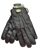 Men's Pig-Grained Durahide Vinyl Black Gloves Warm Pile Lining Sz. M 9-9.5 New
