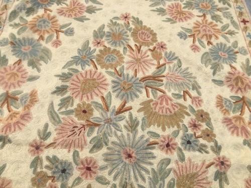 Vintage French Style Aubusson Rug Needlepoint Chain stitch Rug 3x5 ft Free Ship - Picture 6 of 8