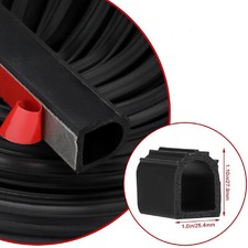 1inch D Shape 12FT Car Door Rubber Weather Strip Self Adhesive Soundproof Seal