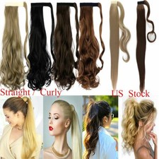 Long Wavy Curly Straight Thick Synthetic Clip In Hair Extension Ponytail Claw US