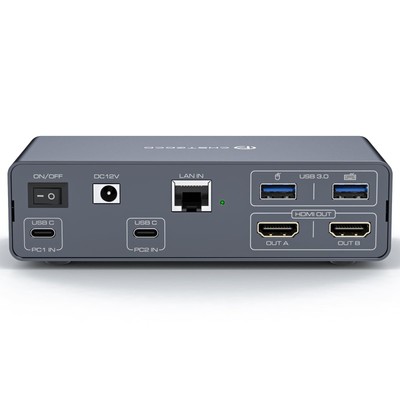USB C KVM Switch 2 Monitors 2 Computers for Laptops 12 in 1 KVM Switches Dual...