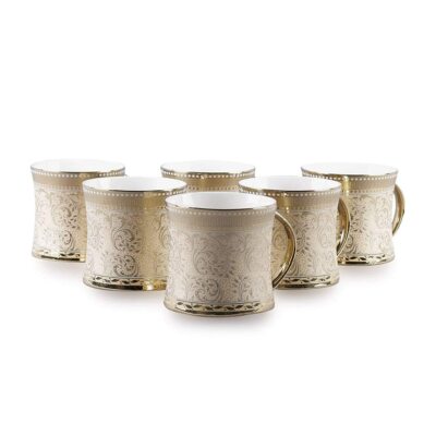 Tableware Cups Tea and Coffee Cups Set of 6 Golden 160 ML Each US