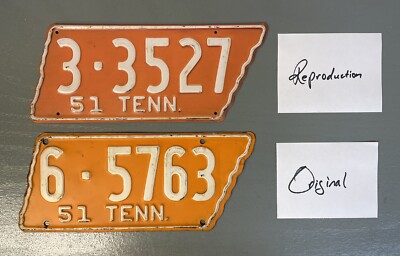REPRODUCTION 1951 Tennessee License Tag TN Knox Vols & Vanderbilt