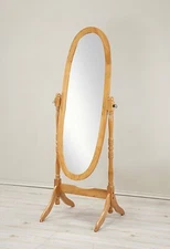 Classic Oak Adjustable Oval Wooden Bedroom Freestanding design Floor Mirror
