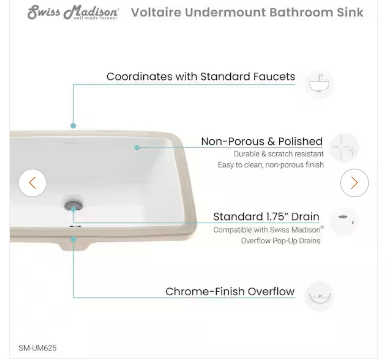 Swiss Madison Voltaire 21 in. Rectangular Undermount Bathroom Sink