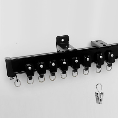 Heavy-Duty Bendable Curtain Track for Room Dividers, 15 FT, Black