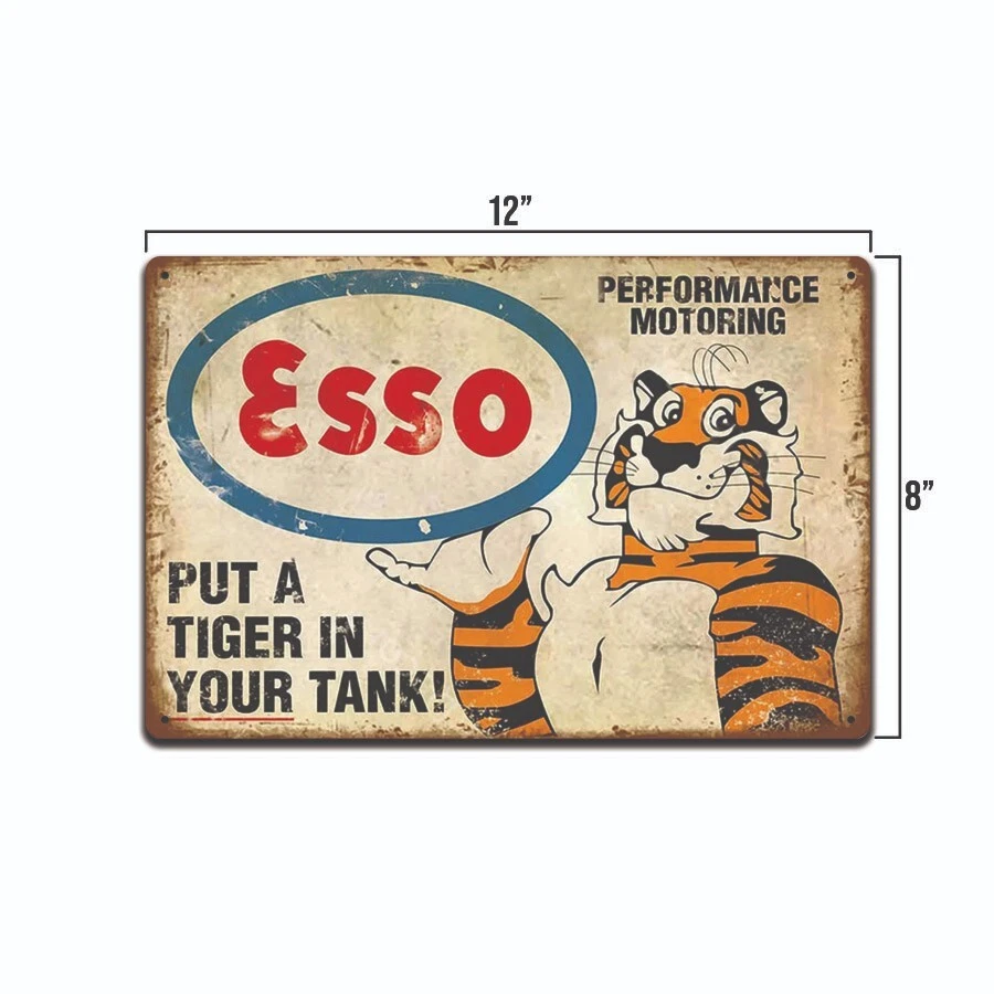 Tin Sign ESSO Motor Oil Rustic Gas Station  Mechanic Garage Decor Bar Man Cave - Image 2 of 4
