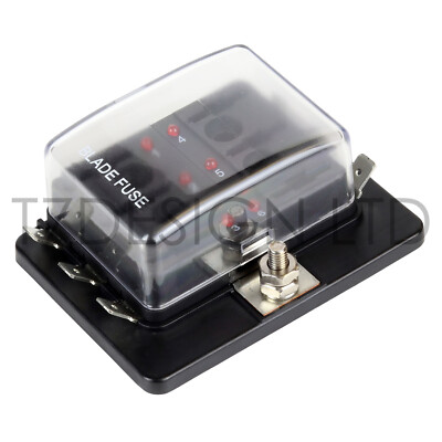 6 Way Fuse Block,12V Blade Fuse 6 Circuit ATC/ATO Waterproof Fuse Box Holder with LED Indicator