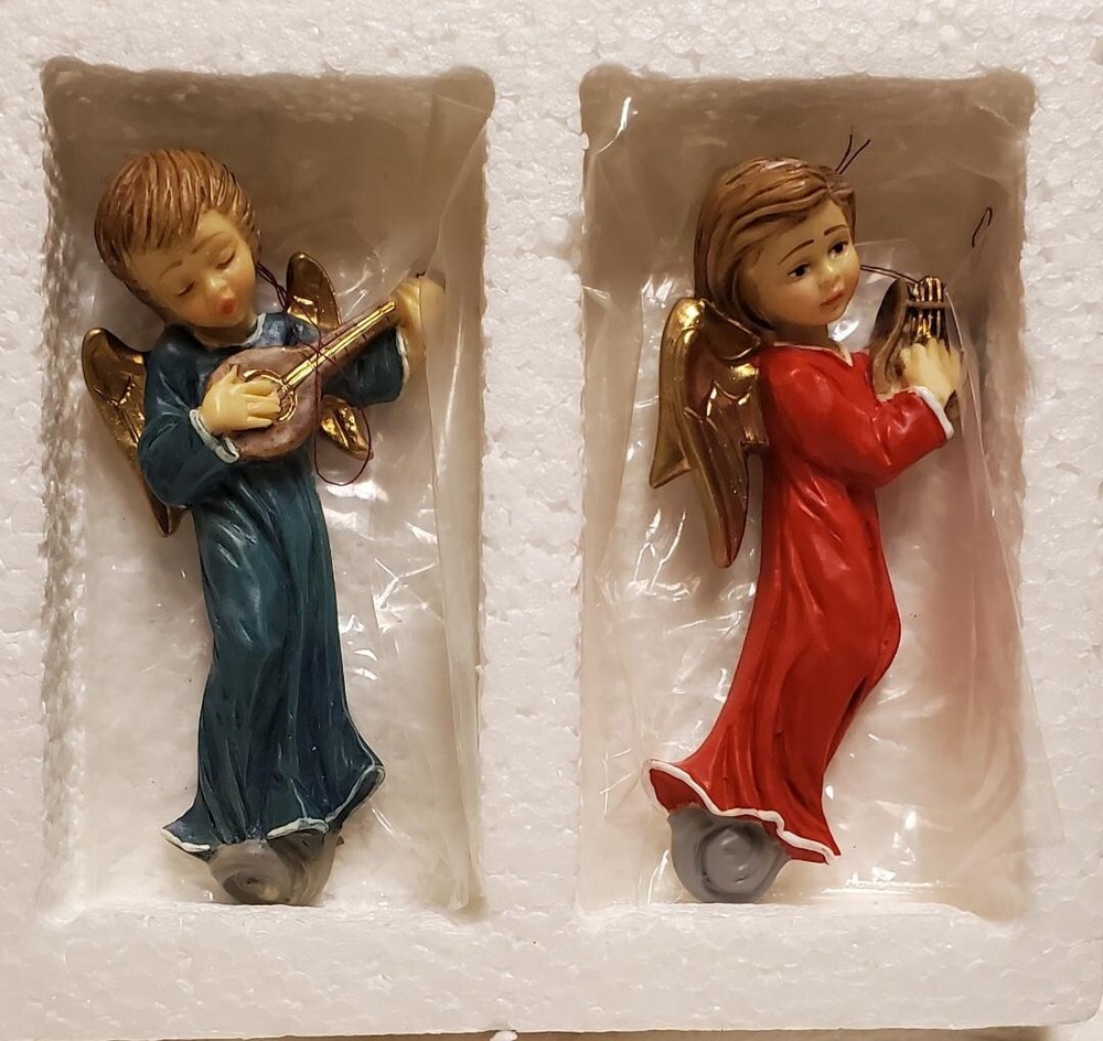 Vintage Pair Of Angels Playing Instruments Made in Italy 1960s