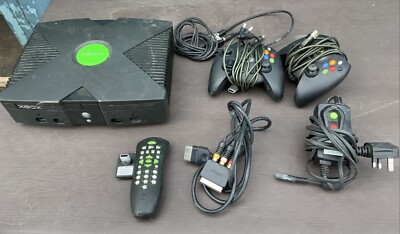 Retro 2002 Microsoft Original XBOX Videospiele Konsole System - funktionstüchtig - DVD Fernbedienung
