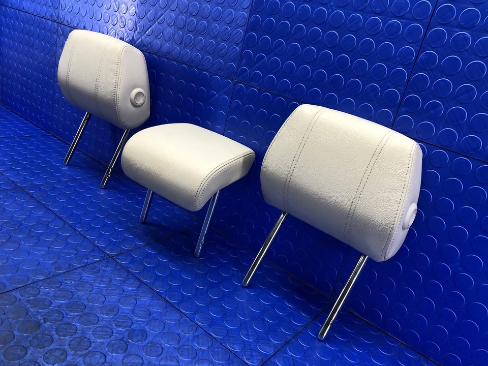 Land Rover Velar 2018-2020 asiento trasero centro izquierdo derecho reposacabezas cuero blanco Foto 4 de 4