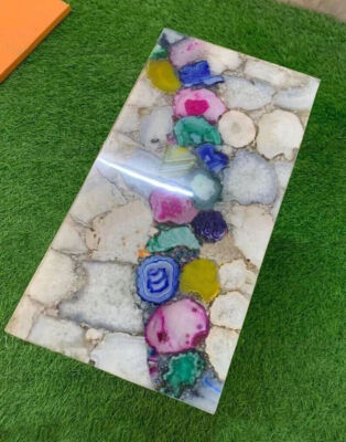 White Agate Center Mix Agate Coffee Top, Entryway Center Agate Furniture Decors