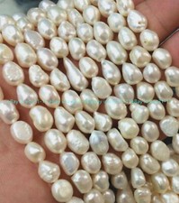 8-9mm Natural Baroque White Freshwater Pearl Loose Beads 14Inch