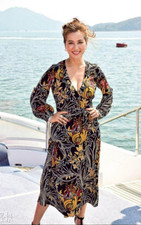 Zara Black Brown Floral Wrap Open Cut Out Back Midi Summer Dress size S 10 8