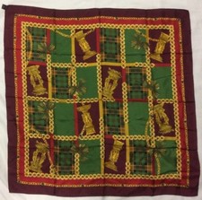 Vintage CERRUTI 1881 Silk Square Scarf Purple Violet Gold Green Red Italy 34"