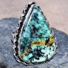 African Turquoise 925 Silver Plated Ring US 9.5 Jewelry Gift JW