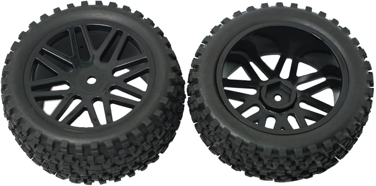 Black 88mm RC Buggy Tires - 4-Pack with Sponge Rubber and Plastic Rims