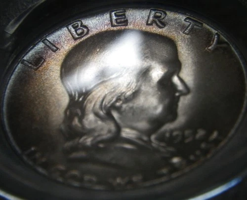 1952 Silver Franklin Half PCGS MS65 Color Toning