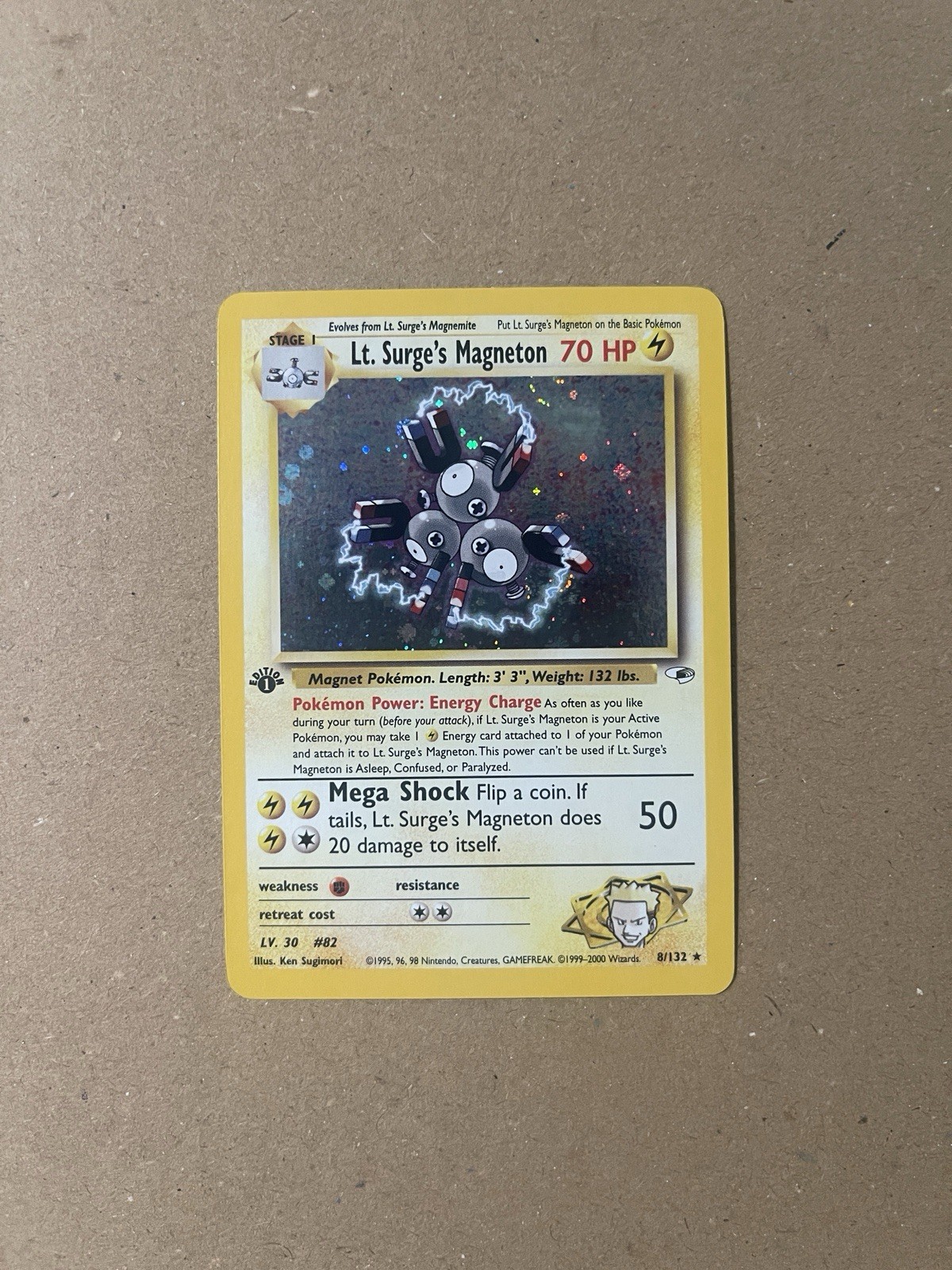 Lt Surge’s Magneton 8/132 1st Edition Holo Gym Heroes Pokemon Card Near Mint