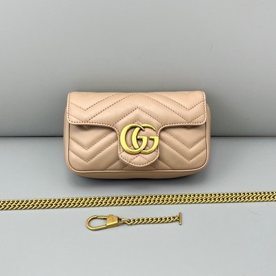 100%AUTHENTIC Gucci GG Marmont Nude Leather Shoulder/Crossbody Bag Gold Hardware