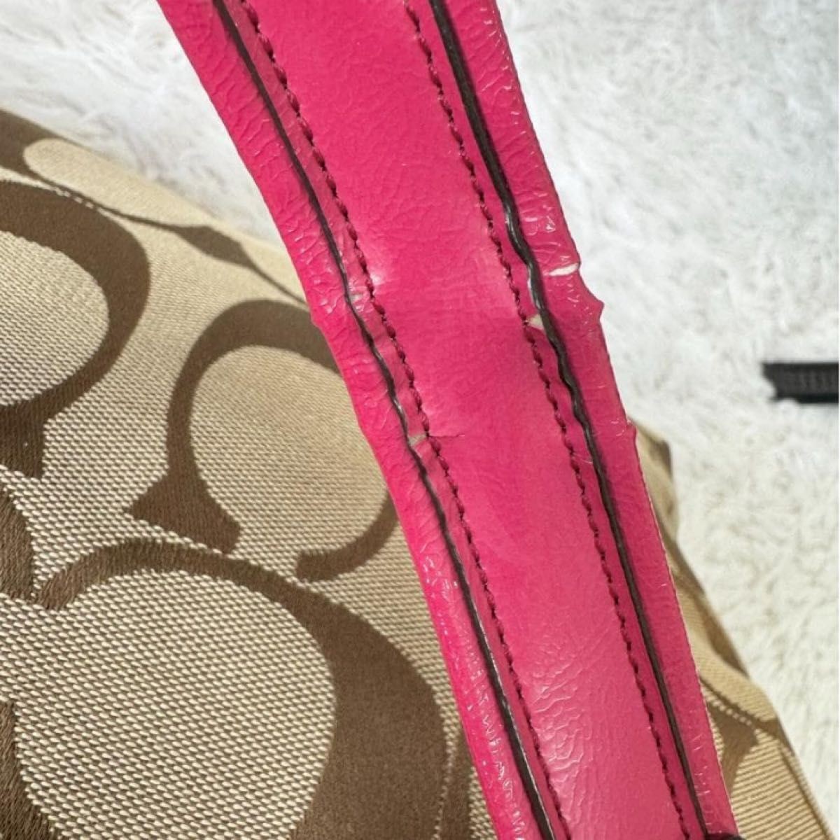 COACH Signature 2way Shoulder Bag Handbag Pink Beige Multi storage A4 11a thumbnail 14