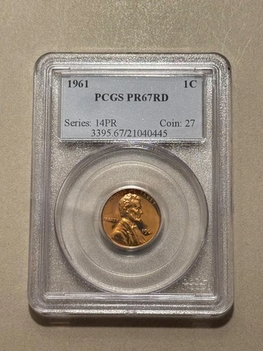 1961-P  Lincoln Cent Proof graded  PCGS PR67RD