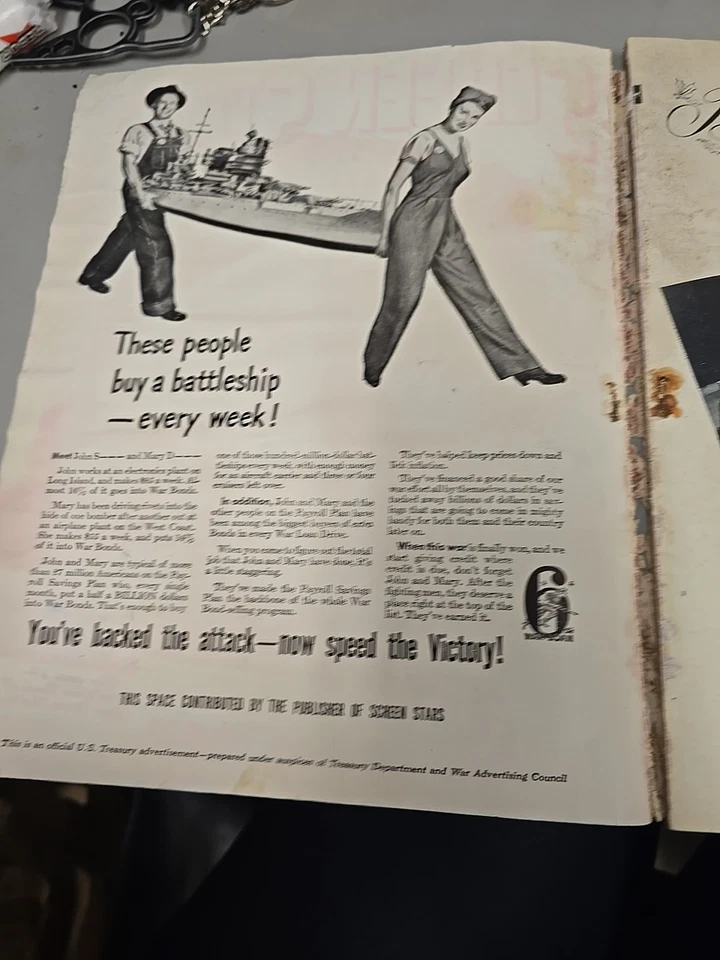 Vintage Magazine Screen Stars January 1945 15 Cents Rita Hayworth EXTREMELY RARE Foto 3 de 4