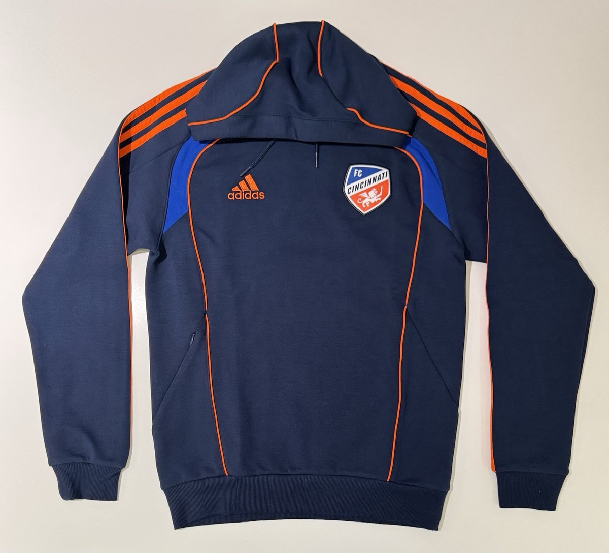 Adidas FC Cincinnati MLS Travel Hoodie Mens Size XS Blue/Orange