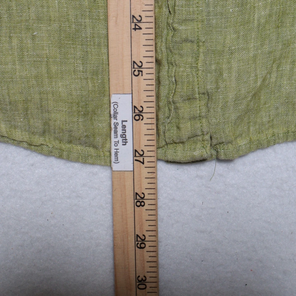 Camisa J.Crew Mujer Baird McNutt Lino Irlandés Ajuste Perfecto Verde Abotonada Talla 12T Foto 4 de 4