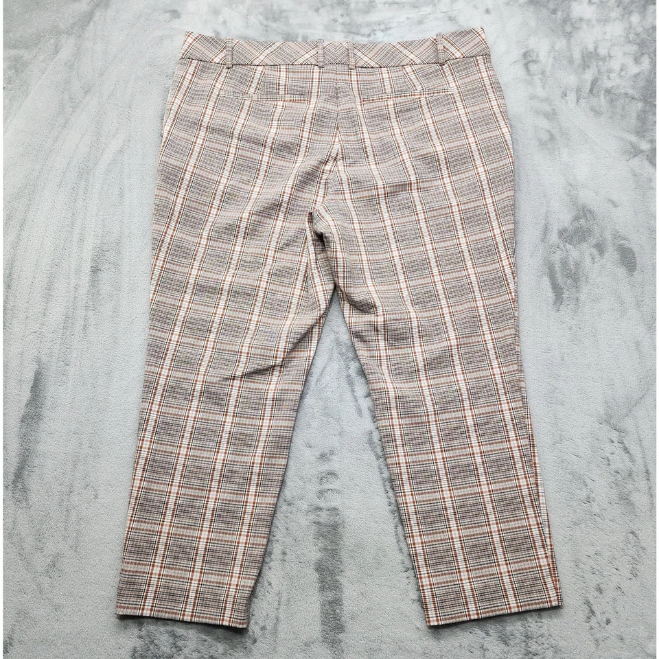 Ava & Viv Pants Women 20W Brown Black Plaid High-Rise Straight Leg Ankle Stretch - Image 2 of 4
