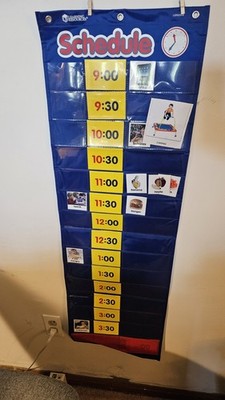 Learning Resources LER 2504 Daily Schedule Pocket Chart w/ Board & Cards Lot