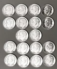 (Lot of 18) Roosevelt SILVER Dimes. Conpl Set 1956-64  P&D.  XF/AU/BU   (R104)