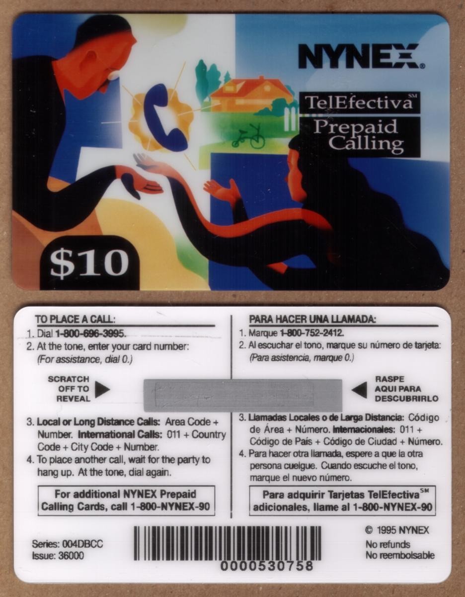 Eng/Span (White Denom) Modern Art: Gift of Giving (Man & Woman) Phone Card
