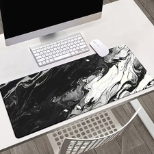 40 90cm Oversized Gaming Mouse Pad with Black  White Wave Design - Non-Slip Rub