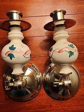 2 Vtg Home Interior Cream Ivy and Ribbon Cera...