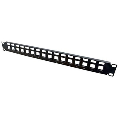 16 Port Ethernet Patch Panel 1U Black Keystone Panel for Networking Setup