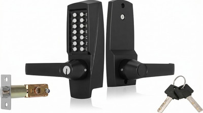Mechanical Door Lock, Push Button Lever, Keyless Entry, Commercial & Residential